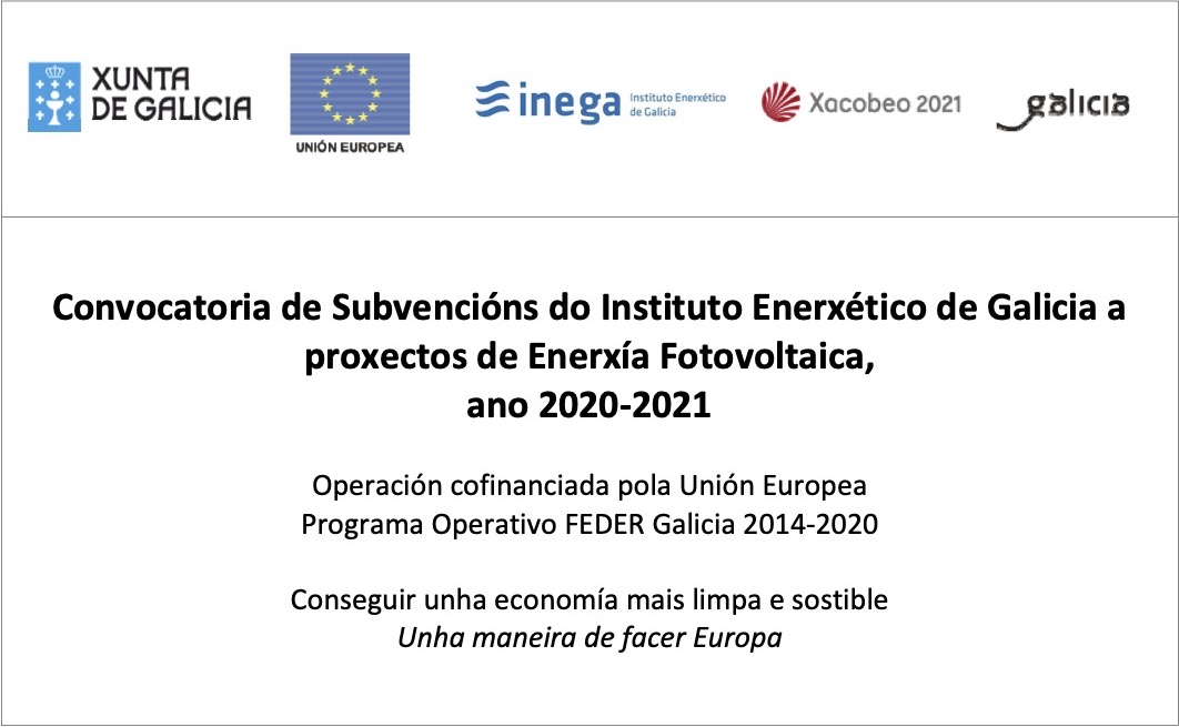 Convocatoria de Subvencións do Instituto Enerxético de Galicia a proxectos de Enerxía Fotovoltaica,
ano 2020‐2021