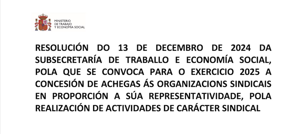 CONCESIÓN DE ACHEGAS ÁS ORGANIZACIONS SINDICAIS EN PROPORCIÓN A SÚA REPRESENTATIVIDADE