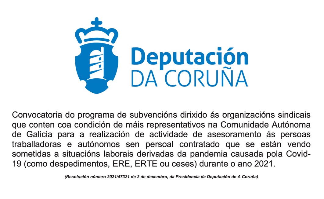 Convocatoria do programa de subvencións dirixido ás organizacións sindicais que conten coa condición de máis representativos na Comunidade Autónoma de Galicia ...